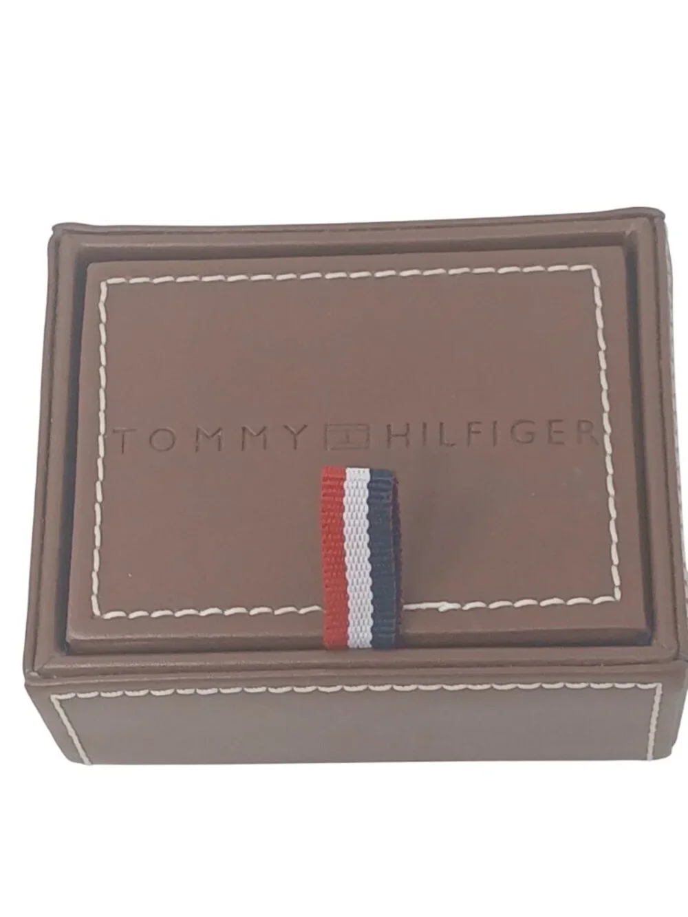 Tommy Hilfiger Cufflinks Oval Logo Red Blue H Design with Box VIntage #J-7